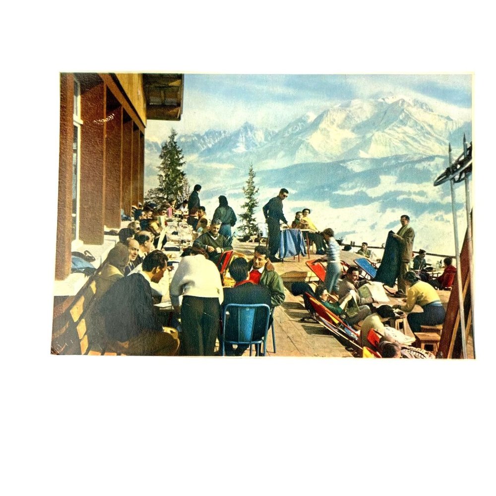 Vintage Postcard Paris France La Terrasse Du Jaillet A Megeve Ski Resort u Non T